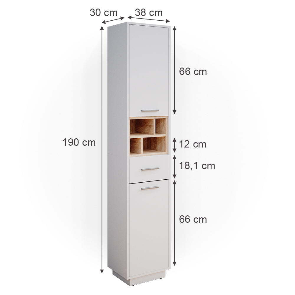 Vicco Mobile bagno alto Bianco 38 x 190 cm