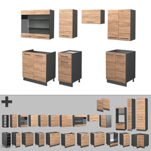 Vicco Cucina componibile Quercia dorata/antracite 240 cm , PL Rovere