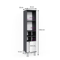 Vicco Mobiletto bagno Bianco lucido 30 x 130.6 cm porta piccola