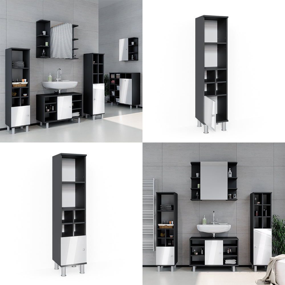 Vicco Mobiletto bagno Bianco lucido 30 x 130.6 cm porta piccola