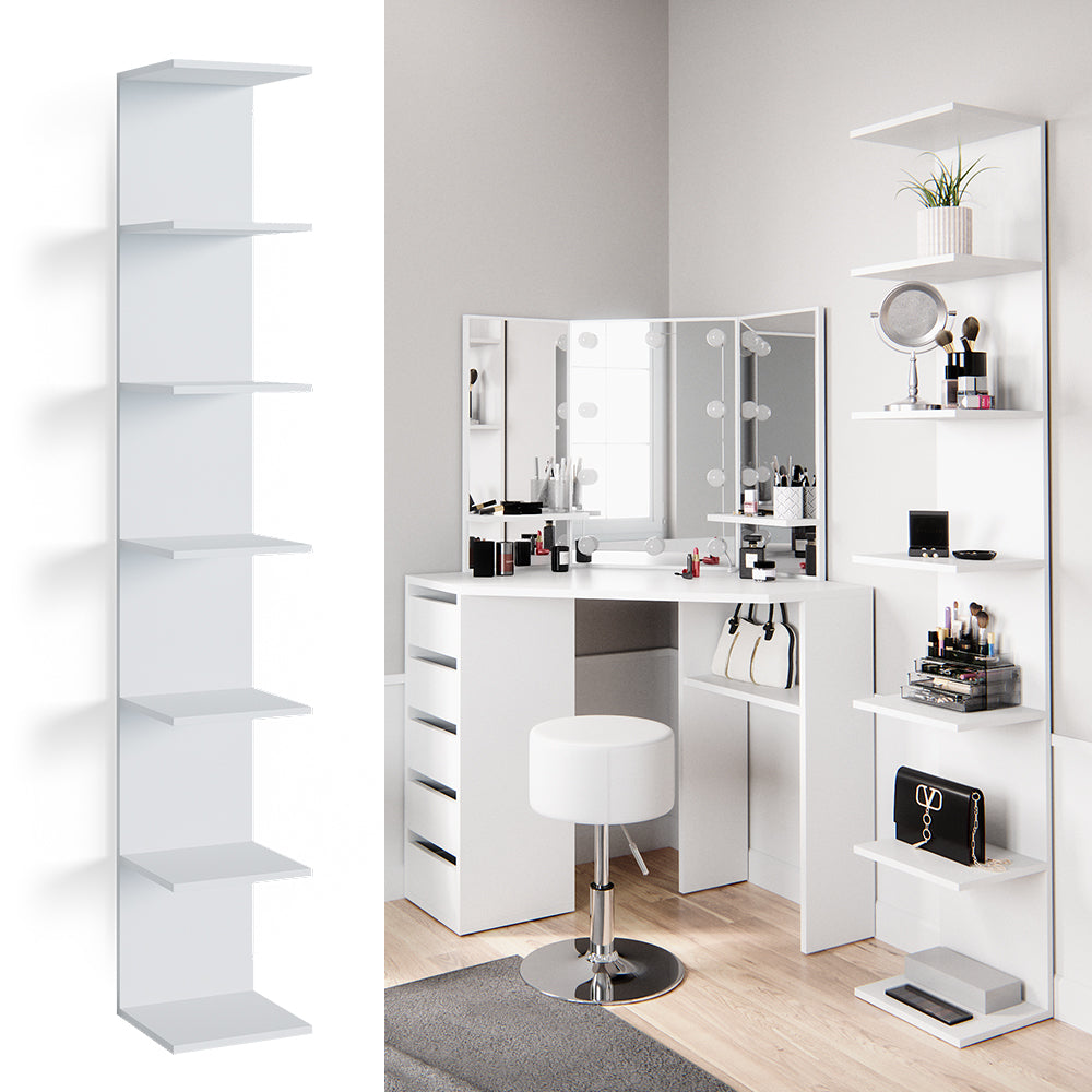 Vicco Scaffale a muro per la camera dei bambini Bianco 30 x 190 cm Con 6 scomparti aperti