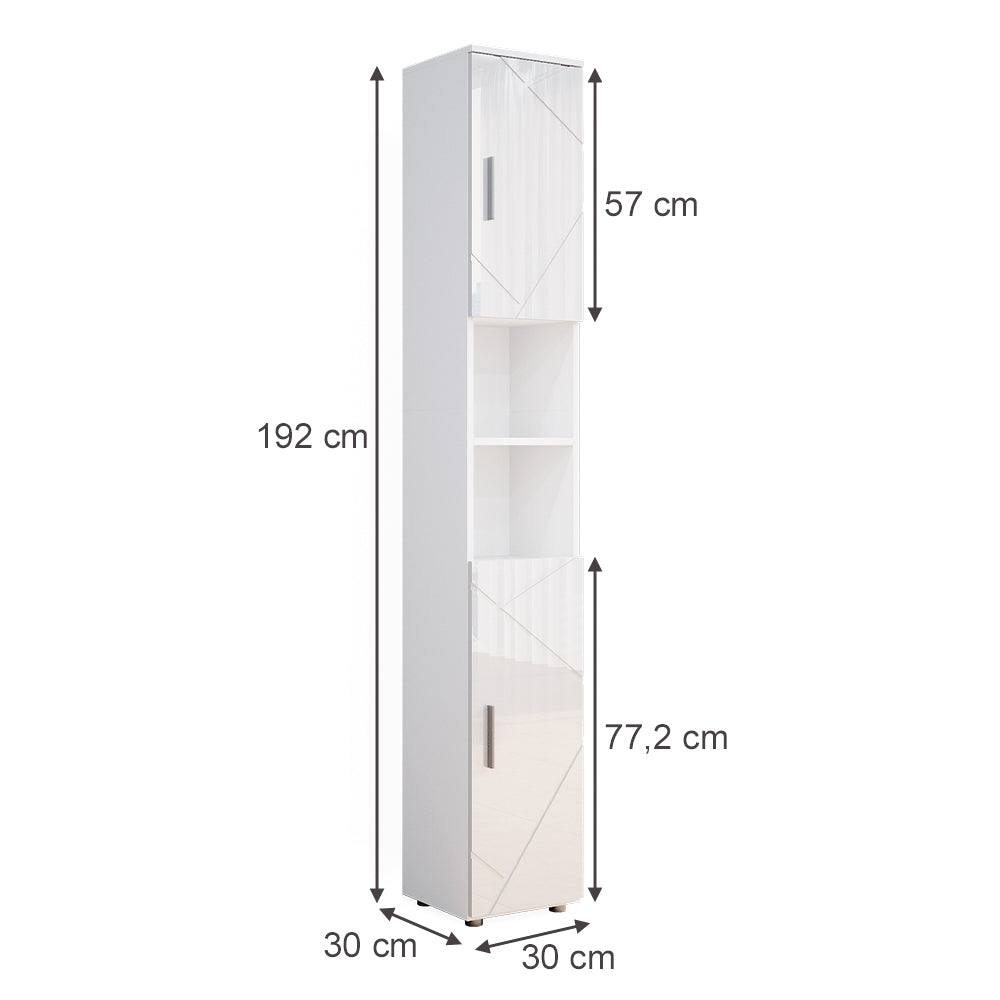 Vicco Mobile bagno alto Bianco lucido 30 x 192 cm