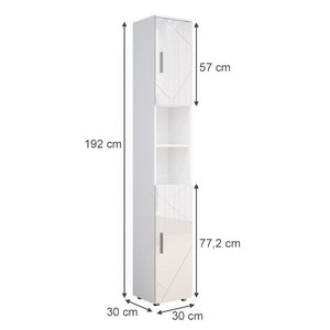 Vicco Mobile bagno alto Bianco lucido 30 x 192 cm