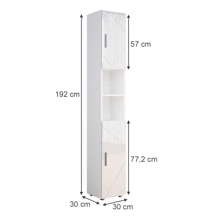 Vicco Mobile bagno alto Bianco lucido 30 x 192 cm