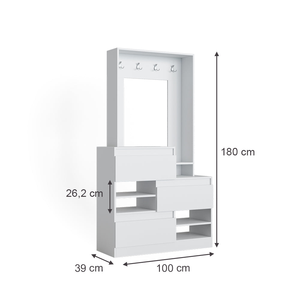 Vicco Armadio da ingresso Bianco 100 x 180 cm