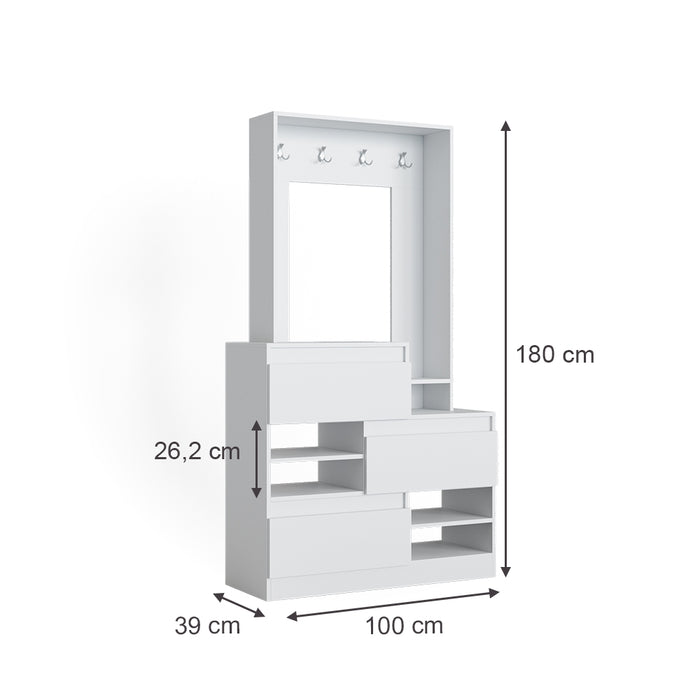 Vicco Armadio da ingresso Bianco 100 x 180 cm