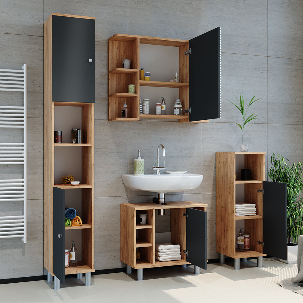 Vicco Mobile sottolavabo per bagno Antracite/quercia dorata 60 x 54 cm