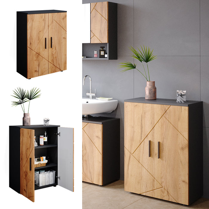 Vicco Mobiletto bagno Antracite/quercia dorata 60 x 81 cm