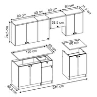 Vicco Mobile da cucina Grigio 240 cm , PL Goldkraft