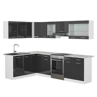 Vicco Cucina angolare completa Bianco/antracite lucido 267 x 167 cm , PL Marmo