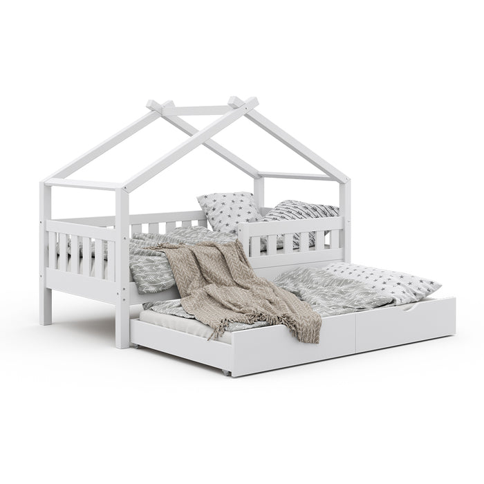 Vitalispa Letto montessori bambini Bianco 80x160 cm con letto per ospiti