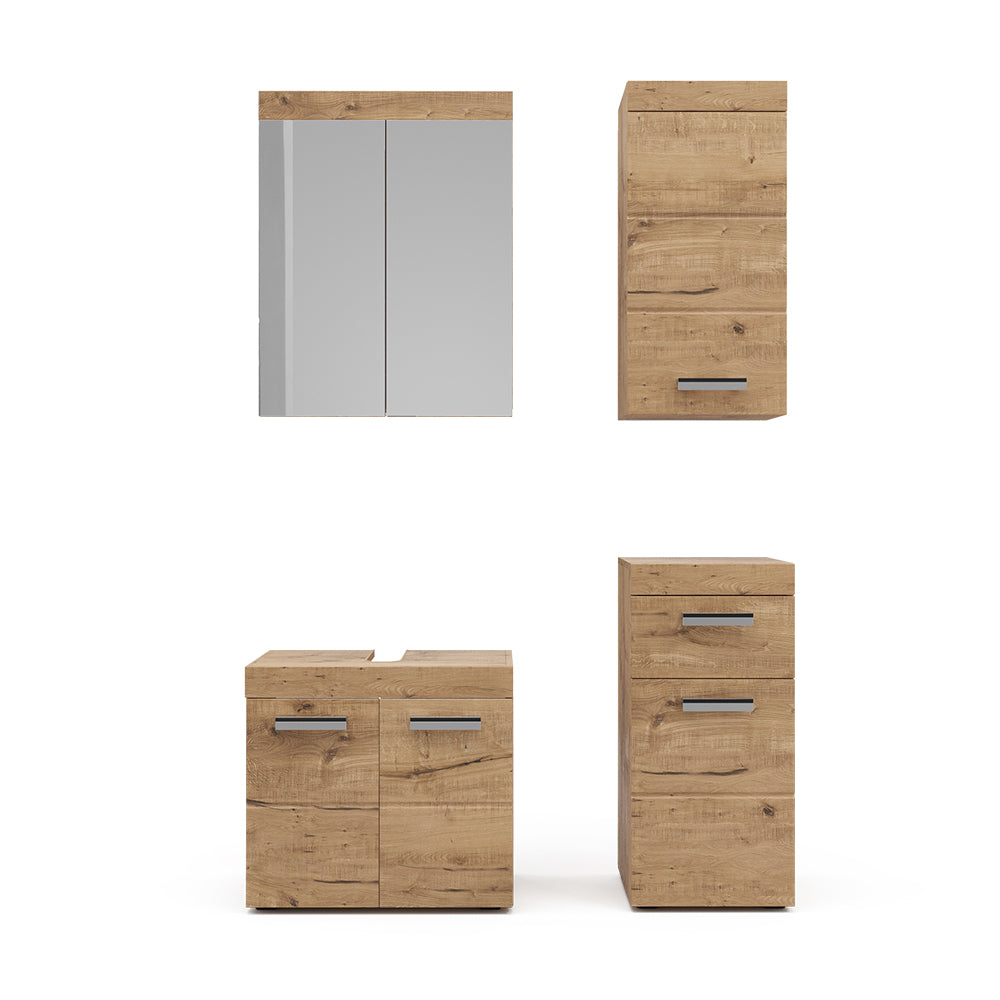 Vicco Set mobili bagno Quercia Wotan 4 parti, con armadio a muro