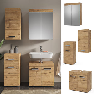Vicco Set mobili bagno Quercia Wotan 4 parti, con armadio a muro