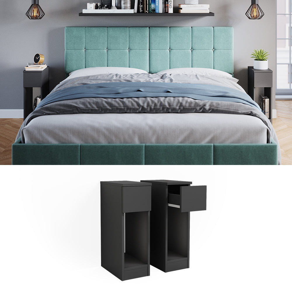 Vicco Comodino camera da letto Nero 20 x 59.5 cm Set di 2