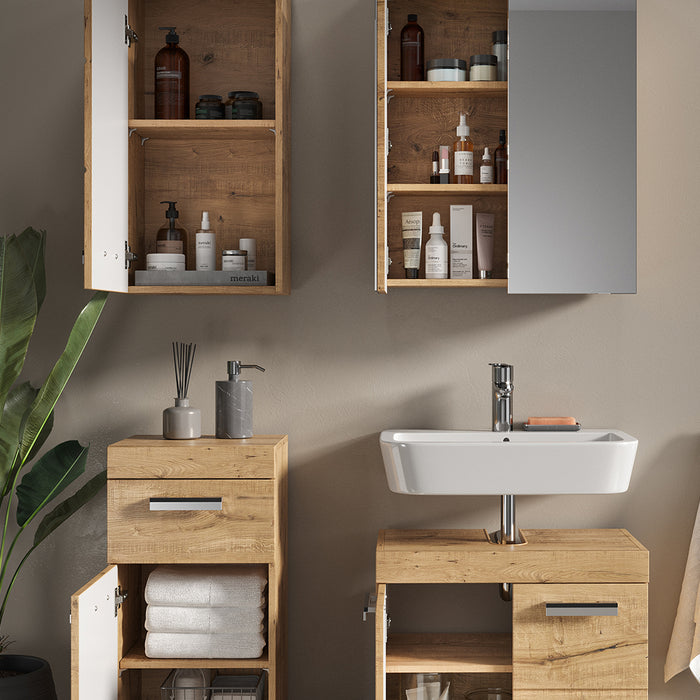 Vicco Set mobili bagno Quercia Wotan 4 parti, con armadio a muro