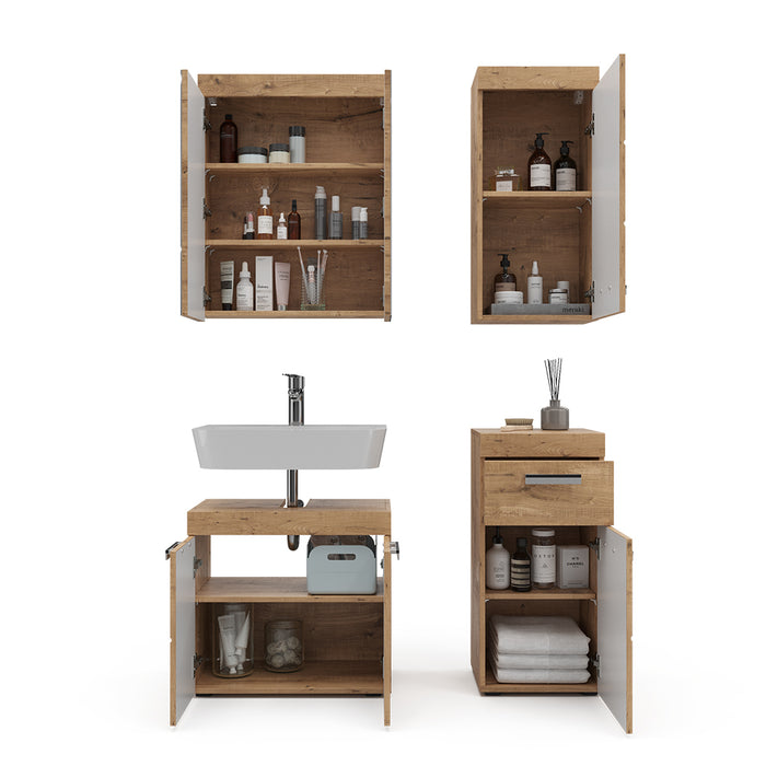 Vicco Set mobili bagno Quercia Wotan 4 parti, con armadio a muro