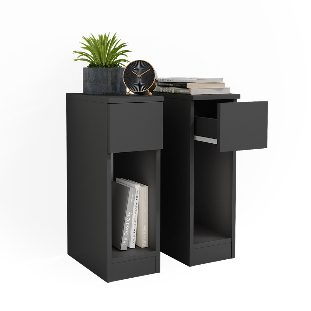 Vicco Comodino camera da letto Nero 20 x 59.5 cm Set di 2