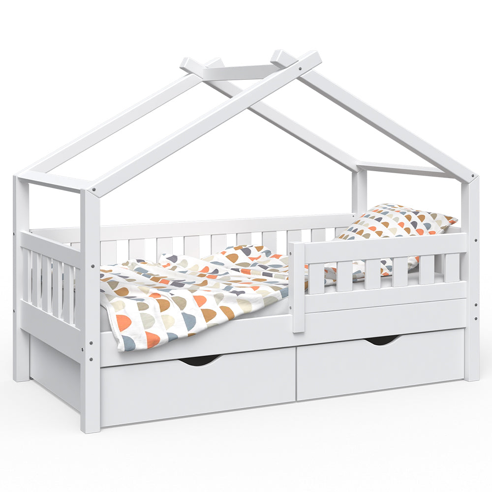 Vitalispa Letto montessori bambini Bianco 80x160 cm con 2 cassetti