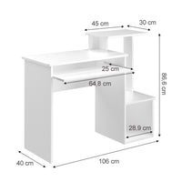 Vicco Scrivania con ripiani Bianco 106 x 40 cm
