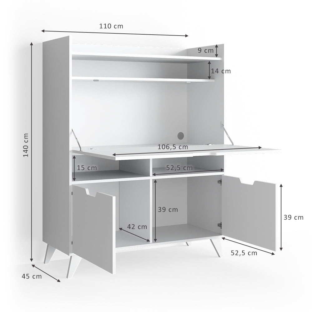 Vicco Scrivania per segretaria Bianco 110 x 45 cm