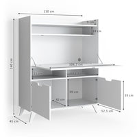 Vicco Scrivania per segretaria Bianco 110 x 45 cm