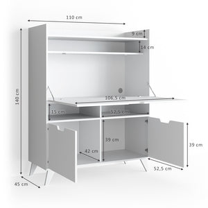 Vicco Scrivania per segretaria Bianco 110 x 45 cm