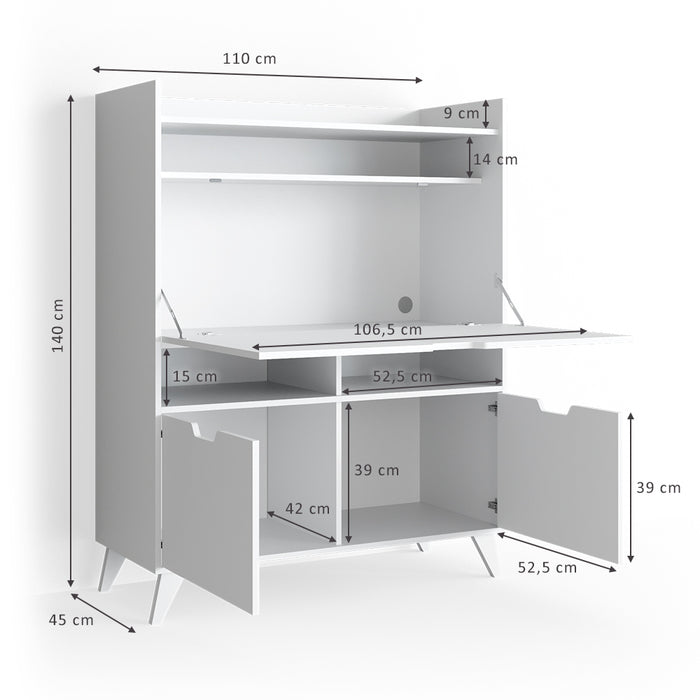Vicco Scrivania per segretaria Bianco 110 x 45 cm