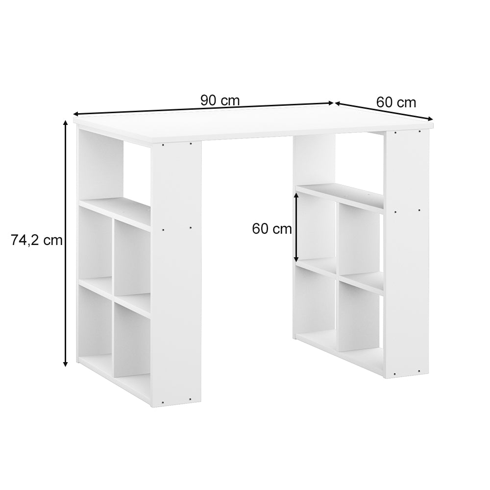 Vicco Scrivania con ripiani Bianco 90 x 60 cm
