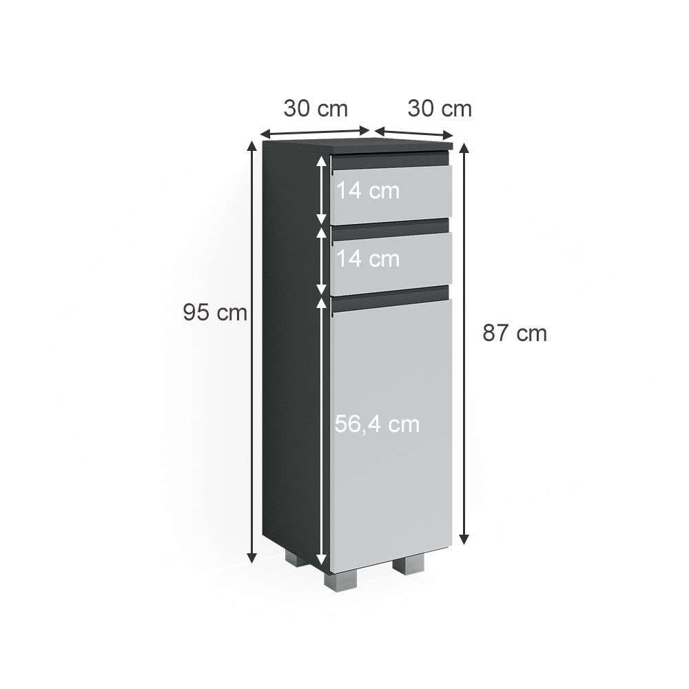 Vicco Mobiletto bagno Antracite 30 x 95 cm