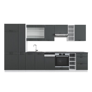 Vicco Cucina componibile Antracite casa di campagna/bianco 355 cm con armadio alto, senza piano di lavoro