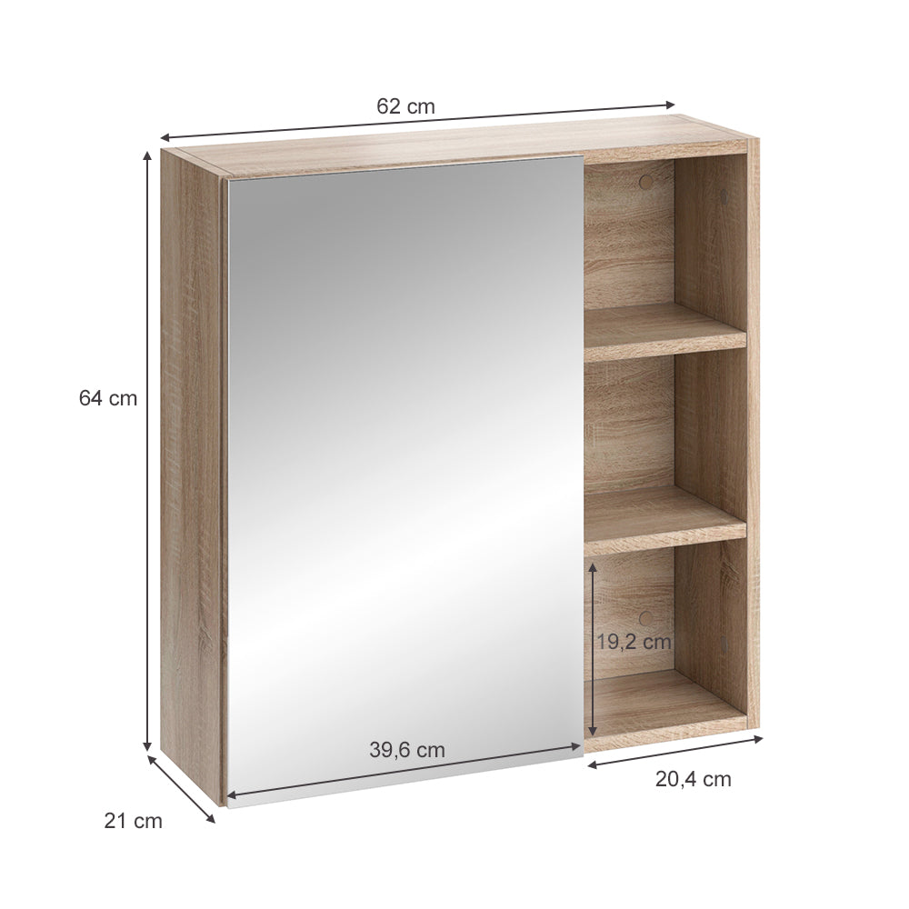 Vicco Specchio contenitore bagno Sonoma 62 x 64 cm