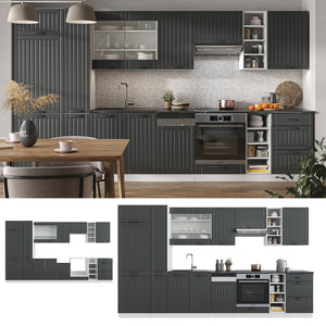 Vicco Cucina componibile Antracite casa di campagna/bianco 355 cm , PL Marmo