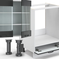 Vicco Cucina componibile Antracite casa di campagna/bianco 355 cm con armadio alto, senza piano di lavoro