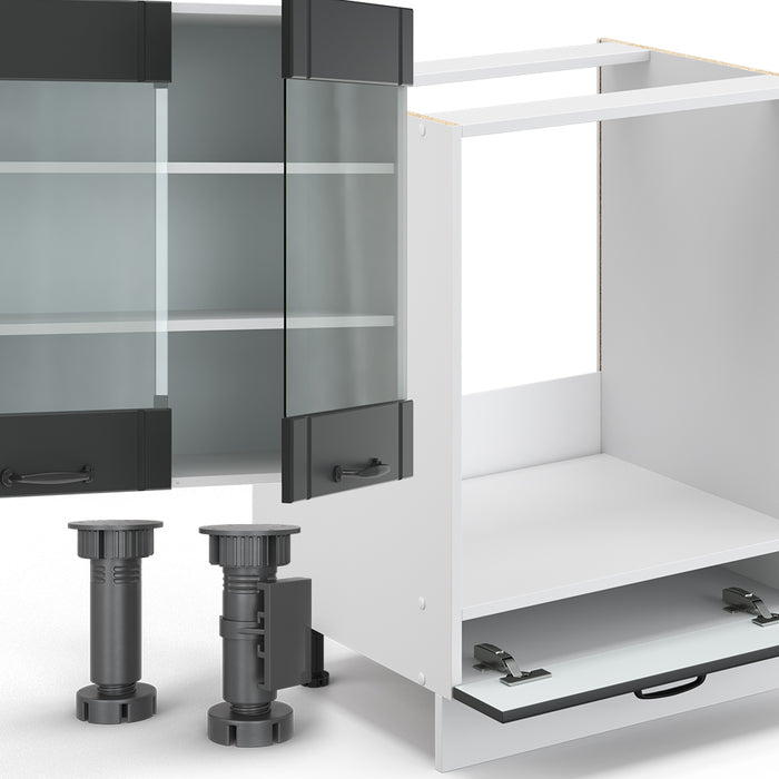 Vicco Cucina componibile Antracite casa di campagna/bianco 355 cm con armadio alto, senza piano di lavoro