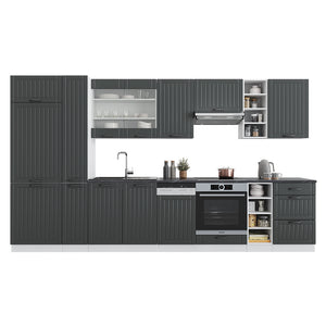 Vicco Cucina componibile Antracite casa di campagna/bianco 355 cm con armadio alto, senza piano di lavoro