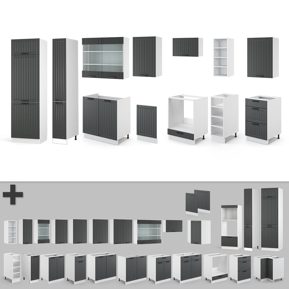 Vicco Cucina componibile Antracite casa di campagna/bianco 355 cm , PL Antracite