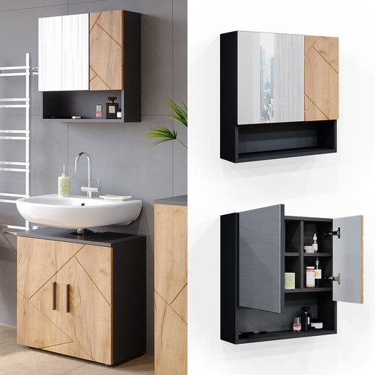 Vicco Specchio contenitore bagno Quercia dorata/antracite 54 x 55 cm
