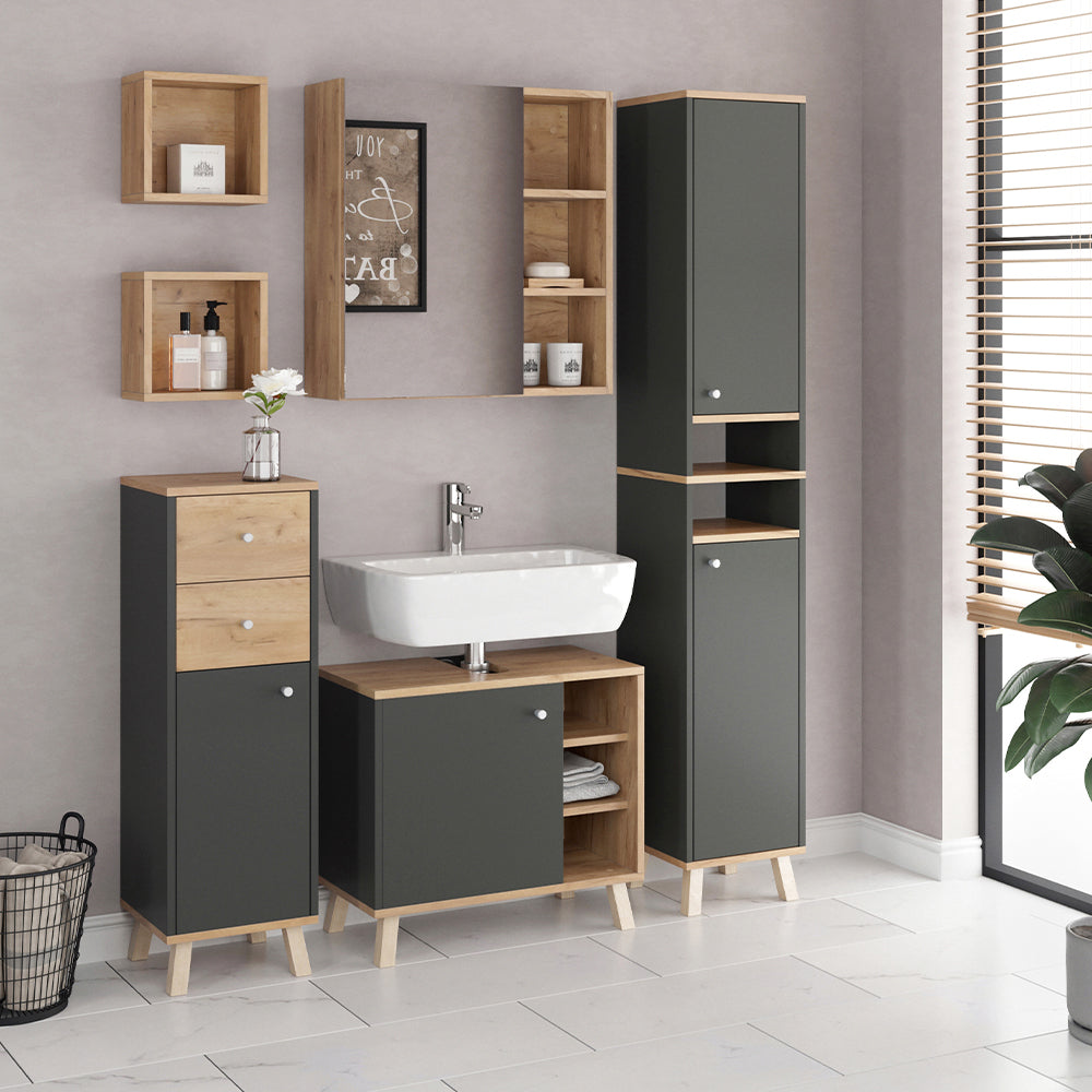 Vicco Mobile bagno Quercia dorata 25 x 25 cm Set di 2