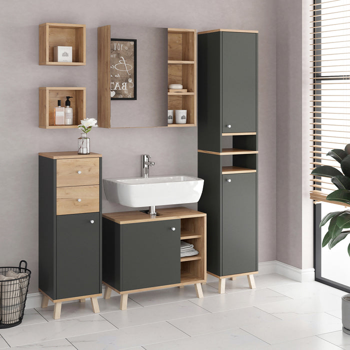 Vicco Mobile bagno Quercia dorata 25 x 25 cm Set di 2