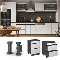 Vicco Mobiletto base per cucina Bianco 60 cm con cassetti, PL Rovere