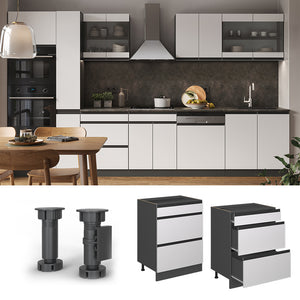 Vicco Mobiletto base per cucina Bianco 60 cm Forma a J, con cassetti, senza piano di lavoro