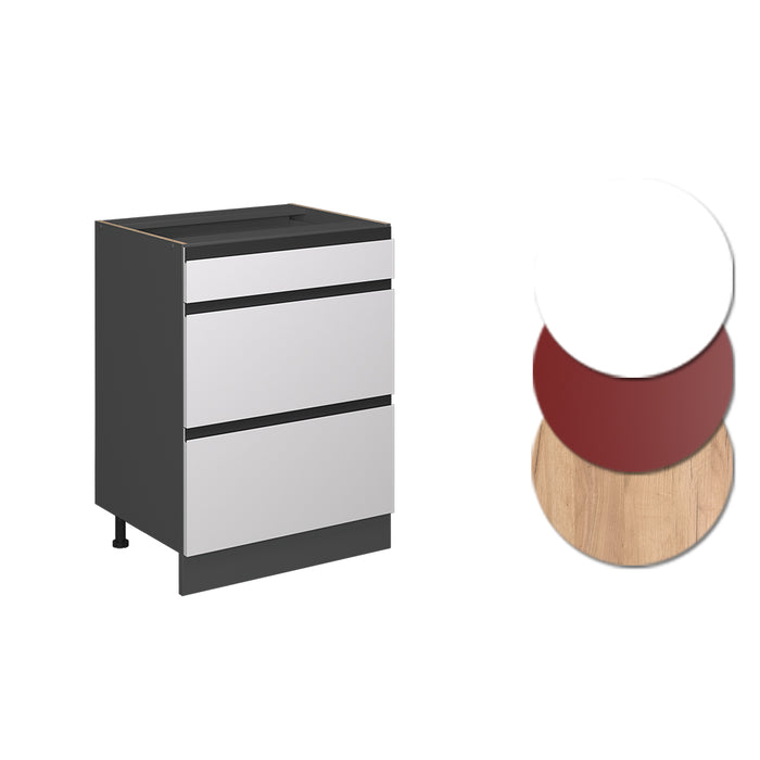 Vicco Mobiletto base per cucina Bianco 60 cm Forma a J, con cassetti, senza piano di lavoro