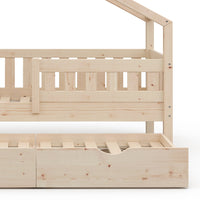 Vitalispa Letto montessori bambini Legno naturale 80x160 cm con letto per ospiti