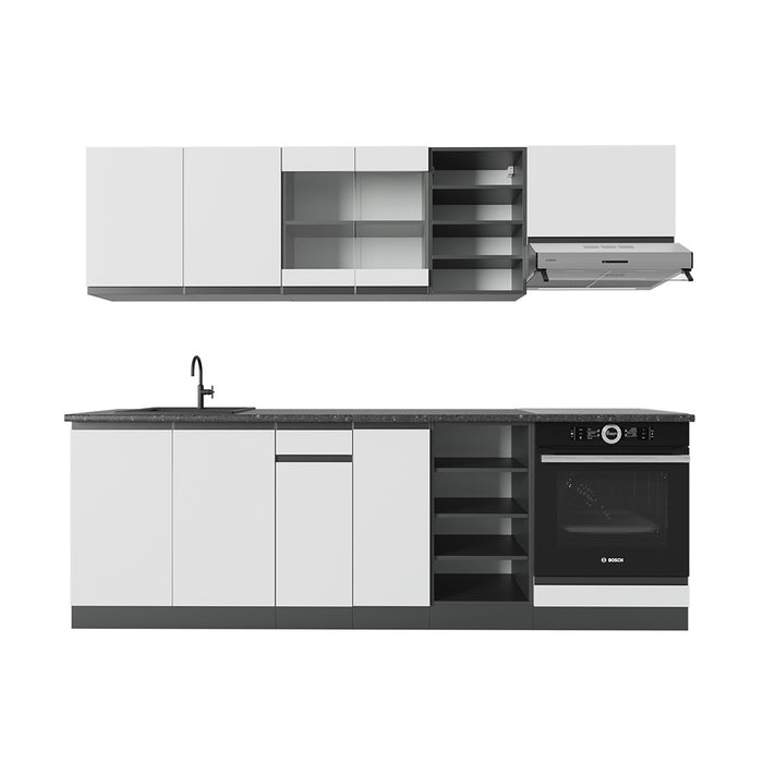 Vicco Cucina componibile Bianco/antracite 240 cm , PL Antracite