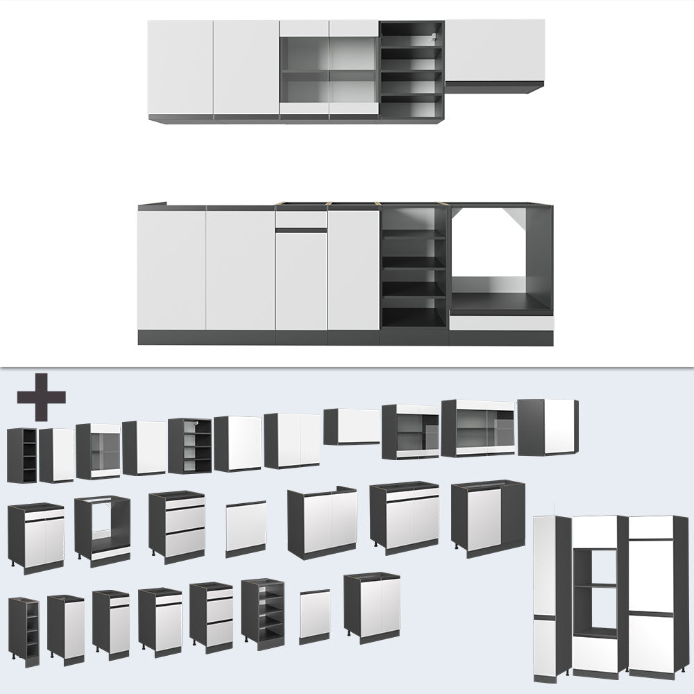Vicco Cucina componibile Bianco/antracite 240 cm , PL Marmo
