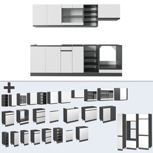 Vicco Cucina componibile Bianco/antracite 240 cm , PL Marmo
