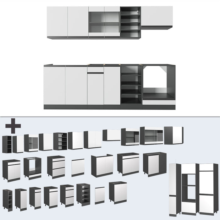 Vicco Cucina componibile Bianco/antracite 240 cm , PL Rovere