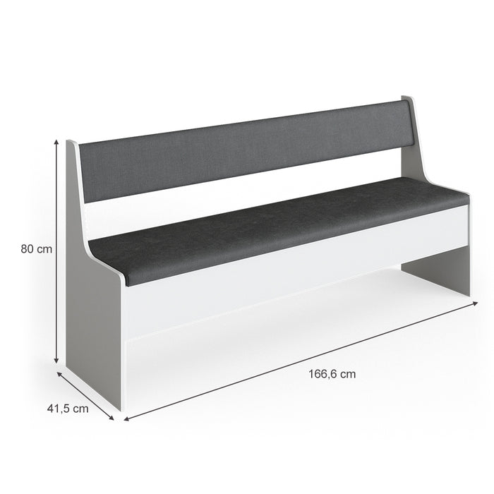 Vicco Panca ad angolo Bianco 41.5 x 166.6 cm