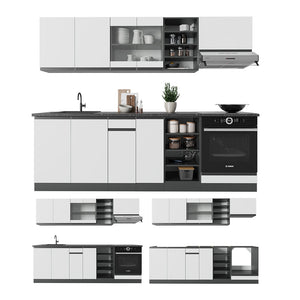 Vicco Cucina componibile Bianco/antracite 240 cm , PL Rovere