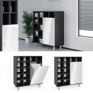 Vicco Armadietto da bagno con portabiancheria Bianco lucido 78.4 x 91.6 cm